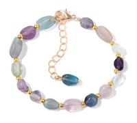 Braccialetto alla moda con pietre preziose, gioiello ovale regolabile, chiusura a moschettone, accessorio colorato per le donne