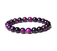 Braccialetto alla moda in vera pietra naturale da 8 mm con perline rotonde lucidate for donne e uomini, gioielli energetici, regali(17CM,12)