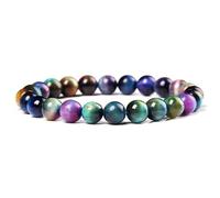 Braccialetto alla moda in vera pietra naturale da 8 mm con perline rotonde lucidate for regali di gioielli donna e uomo(17CM,4)