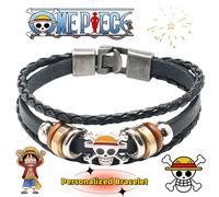Braccialetto alla Moda One Piece Portgas D. Ace Monkey D. Luffy, Bracciale Creativo Multistrato Intrecciato, Regalo per San Valentino