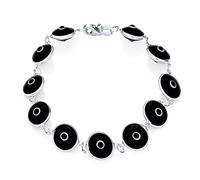 Braccialetto Amuleto di Protezione Portafortuna con Perline di Vetro Turche Occhio di Malocchio per Donne e Adolescenti in Argento Sterling .925 Nero Bianco 7,5 Pollici