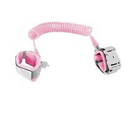 Braccialetto Anti Smarrimento Bambini 2,5 m con Chiave, Guinzaglio di Sicurezza da Polso con Rotazione 360°, Cavo Estensibile con Acciaio 304, per Viaggi, Shopping, Parco e Luoghi Affollati (Rosa)