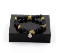 Braccialetto Apatite Giallo Di Madagascar + Perle Lava 8 Mm. IN Francia