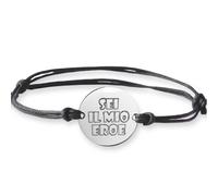 Braccialetto argento con incisione SEI IL MIO EROE. Idea regalo festa del papà