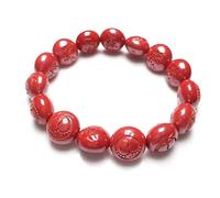 Braccialetto autentico cinabro ricchezza - Feng Shui guarigione chakra amuleto per uomini e donne - gioielli con perline regolabili per buona fortuna e prosperità
