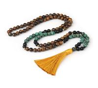 Braccialetto Avvolgente con 108 Perline di Preghiera Mala per Donne E Uomini|Collana di Perline di Preghiera Mala Annodata A Mano con Nappa,Amuleto,Gioielli Yoga,Regali per Ragazze,Turchese Africano