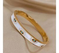 Braccialetto/Bangle in acciaio inossidabile con occhi turchi maligni alla moda per uomo e donna, gioiello con ciondolo ad occhio fortunato, regalo Tagli UnicaAcciaio inossidabile