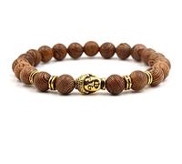 Braccialetto bianco, perline per donne lega oro Buddha unisex perline braccialetti per le donne, 19cmx8mm, Legno, Non pietra preziosa