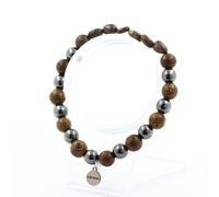 Braccialetto Bronzite Del Brasile + Perle Ematite + Legno 8 Mm. IN Francia