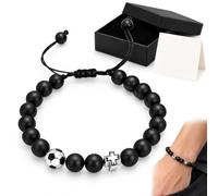 Braccialetto Calcio con Messaggio Motivazionale, Regalo per Ragazzi e Giovani Appassionati, Accessorio Sportivo con Pelle Sintetica, Confezione Regalo Completa con Card ispirazionale e Box n