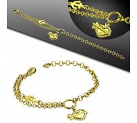 Braccialetto Catena Maglia Navy Con Ciondolo Cuore IN Acciaio Inox Placcato D