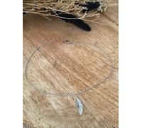 Braccialetto Caviglia Piuma Pendente Argento Massiccio 925/000 Rodio