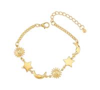 Braccialetto celeste di lusso in oro 14 carati a mezzaluna Moonstar regolabile Moonstar Beach catena da polso gioielli alla moda lista fascino spiaggia, フリーサイズ
