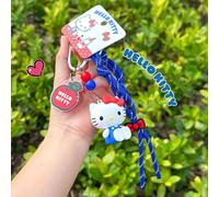 Braccialetto charm della serie Sanrio - Braccialetto dell'amicizia con perline a catena, con ciondolo di Hello Kitty rosso, blu e bianco, per ragazze, adolescenti e fan del kawaii, con chiusura per il