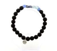 Braccialetto Cianite Blu Del Brasile + Perle Onice Nero Opaco 8 Mm. IN Francia