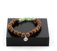 Braccialetto Cianite Verde Del Brasile + Perline Legno 8 Mm. Fatto IN Francia