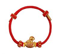 Braccialetto cinese con cordino rosso per l'anno 2026, regolabile, con ciondoli a forma di cavallo e fortuna, braccialetto tradizionale con nodo in corda per donne, regalo di Capodanno, Misura unica