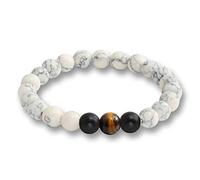 Braccialetto classico con perline di howlite in pietra naturale da uomo e da donna, braccialetti intrecciati a distanza braccialetti fatti a mano gioielli per yoga regalo migliore amico pratico