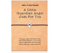 Braccialetto con Angelo Custode Bracciale Portafortuna in Argento Fatto a Mano con Ciondolo di Angelo in Metallo per Donne Ragazze Famiglia Migliore Amico Regalo di Gioielli di Compleanno (Nero)