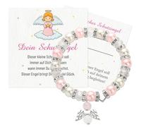 Braccialetto con angelo custode per braccialetto di perle con ciondolo a forma di angelo, set regalo per la comunione, regalo per ragazze, angelo custode, portafortuna