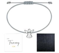Braccialetto con angelo custode, regolabile in argento, con biglietto e confezione regalo, regalo per la cresima, ragazze e ragazzi, Acciaio inossidabile