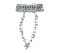 Braccialetto con catena a mano in stile bohémien, con perline, con strass, stile Bollywood, stile vintage, con nappa, palla con perline in stile bohémien, per feste di nozze, accessori per gioielli da