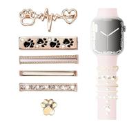 Braccialetto con charm, in oro, compatibile con Apple Watcharm, in metallo, con diamanti decorativi, compatibile con Apple Watch Series 10, 9, 8, 7, 6, 5, 4, 3, 2, 1, Mittelgroße, Metallo, No