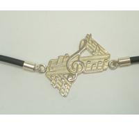 Braccialetto con CHIAVE DI VIOLINO e NOTE MUSICALI in Argento 925 e caucciù