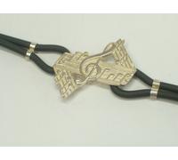 Braccialetto con CHIAVE DI VIOLINO e NOTE MUSICALI in Argento 925 e caucciù