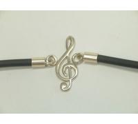 Braccialetto con CHIAVE DI VIOLINO in Argento 925 e caucciù - bracciale - musica