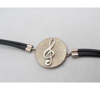 Braccialetto con Chiave di Violino in Argento 925 e caucciù - Bracciale - Sol