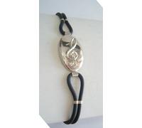 Braccialetto con CHIAVE DI VIOLINO in Argento 925 e caucciù - bracciale - Sol