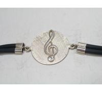 Braccialetto con CHIAVE DI VIOLINO in Argento 925 e caucciù - bracciale Sol