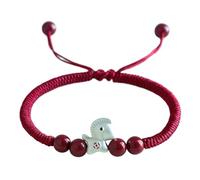 Braccialetto con ciondolo a forma di cavallo portafortuna Feng Shui, cordoncino rosso intrecciato a mano con perline cinabro e talismano in argento per prosperità e successo nel 2026