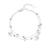 Braccialetto con ciondolo a forma di cuore, in argento Sterling 925, alla moda, per donne e ragazze, orologio al quarzo da uomo in argento, Misura unica, Rame, Nessuna pietra preziosa