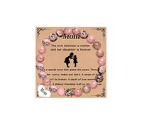 Braccialetto con ciondolo a forma di cuore in pietra naturale, con scritta in inglese "To My Daughter/Mom", regalo unico per la festa della mamma o della mamma, regalo unico per la festa della mamma