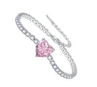 Braccialetto con ciondolo a forma di cuore, regolabile, semplice, regolabile, per compleanno, San , matrimonio, Siehe Beschreibung, rame, zircone, Vedi descrizione