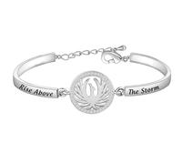 Braccialetto con ciondolo a forma di fenice "Rise Above the Storm Rising Phoenix", gioiello con uccello di fuoco, gioiello per rinascita, regalo ispiratore per amici laureati (argento)