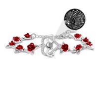Braccialetto con ciondolo a forma di rosa, 100 lingue diverse, con scritta "I Love You", con 10 rose e cuore, braccialetti con proiezione dell'infinito, regolabili, regali romantici, Metallo