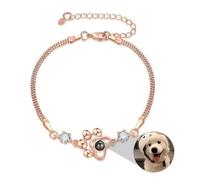 Braccialetto con ciondolo commemorativo a forma di zampa di cane, per proprietari di cani e gatti, con stampa fotografica personalizzata (stile B)