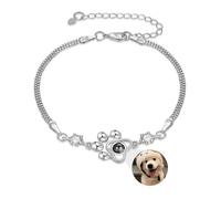 Braccialetto con ciondolo commemorativo a forma di zampa di cane, per proprietari di cani e gatti, con stampa fotografica personalizzata (stile A)