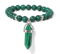 Braccialetto con ciondolo in pietra naturale verde, perle d'acqua dolce naturali, per donne e uomini, gioielli in cristallo, 17. Malachite verde, 23 cm