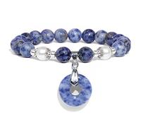 Braccialetto con ciondolo in pietra naturale verde, perle d'acqua dolce naturali, per donne e uomini, gioielli in cristallo, 6. Sodalite, 17 cm