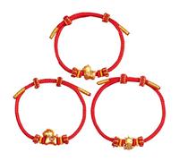 Braccialetto con cordino rosso a forma di cavallo, 25 cm, con scritta "Year of the Good Luck", 3 pezzi, gioiello da polso per donne, ragazze, mogli, fidanzate, uso quotidiano, eventi sociali