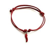 Braccialetto con cornetto porta fortuna in argento e smalto. Amuleto