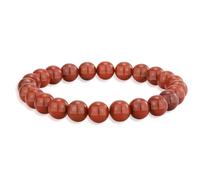 Braccialetto con cristalli di diaspro rosso per migliorare la concentrazione e le relazioni, rafforza la vita amorosa, perline da 8 mm, per donne e uomini, elastico regolabile