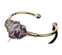 Braccialetto con cristalli irregolari di grandi dimensioni - Braccialetto con cristalli apribili for gioielli unici for donna(Amethyst)