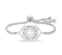 Braccialetto con croce da donna, in acciaio inossidabile, regolabile, cristiano, gioiello religioso, con frase in lingua inglese "Senhor Faze-me Instrumento de Vossa Paz", regalo per lei, One Size