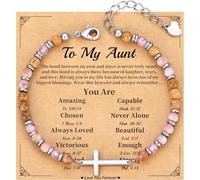 Braccialetto con croce da donna, regalo cristiano per donne, calza di Natale per adolescenti, braccialetti con perline, regolabile, fede, religiosa, cresima, comunione, gioielli per migliore amica