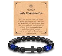 Braccialetto con croce pasquale, battesimo, cresima, prima comunione, cristiano, cattolico, religioso, regalo per ragazzi e uomini, cestino pasquale per bambini, adolescenti, adulti, Natale, San